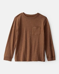 Boys Solid Long-Sleeve Tee - Brown