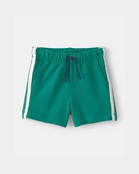 Baby Boy Striped French Terry Shorts - Green/Ivory