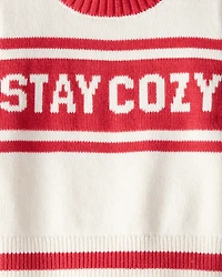 Baby Girl Stay Cozy Sweater - Red/White