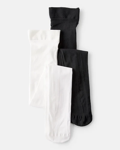 Girls 2-Pack Tights - Black/White