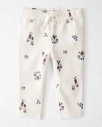 Baby Girl Organic Cotton Ribbed Knit Pants Berry Blossom Print