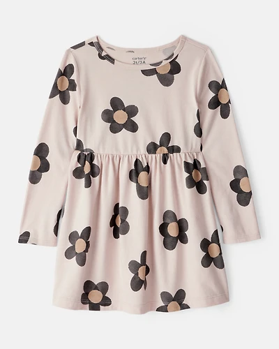Toddler Girl Floral Print Long-Sleeve Dress - Ivory