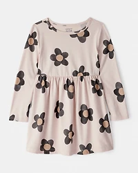 Toddler Girl Floral Print Long-Sleeve Dress - Ivory