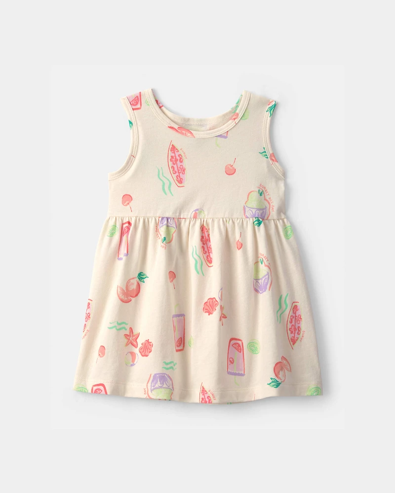 Baby Girl Summer Sleeveless Dress - Cream