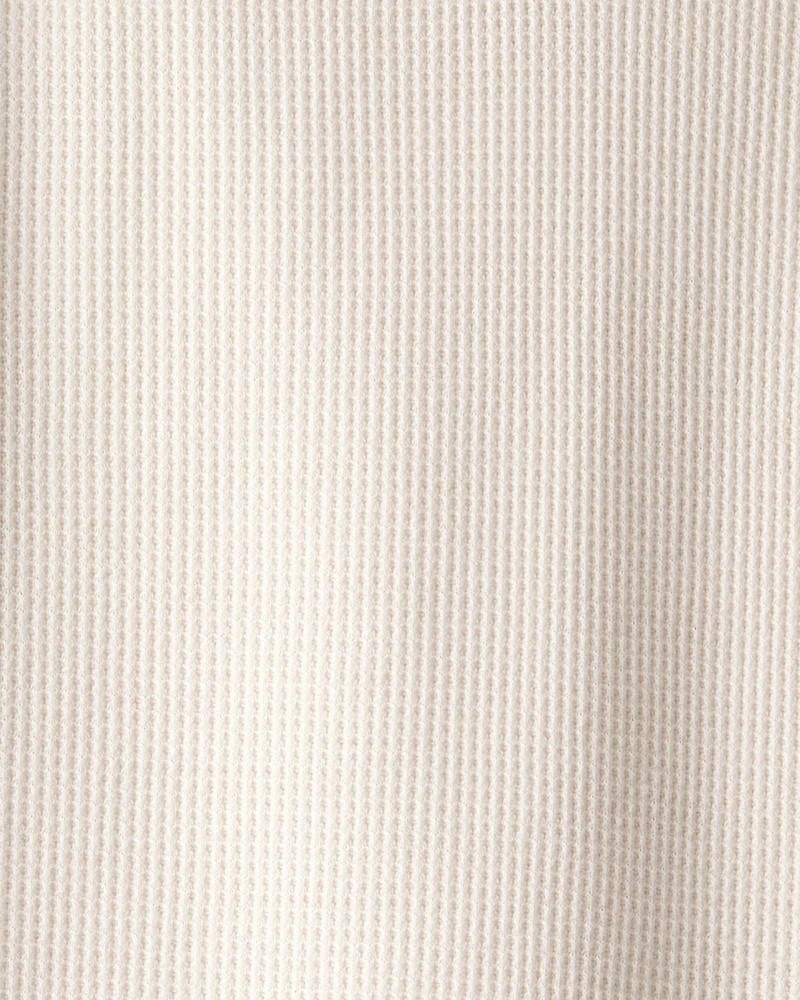 Boys Stripe Thermal Long-Sleeve Henley T-Shirt - Cream
