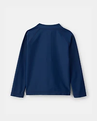 Toddler Boy 2-Piece Rashguard & Swim Trunk Set - Navy/Coral