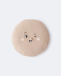 Toddler Girl Beret with Face Graphic - Tan