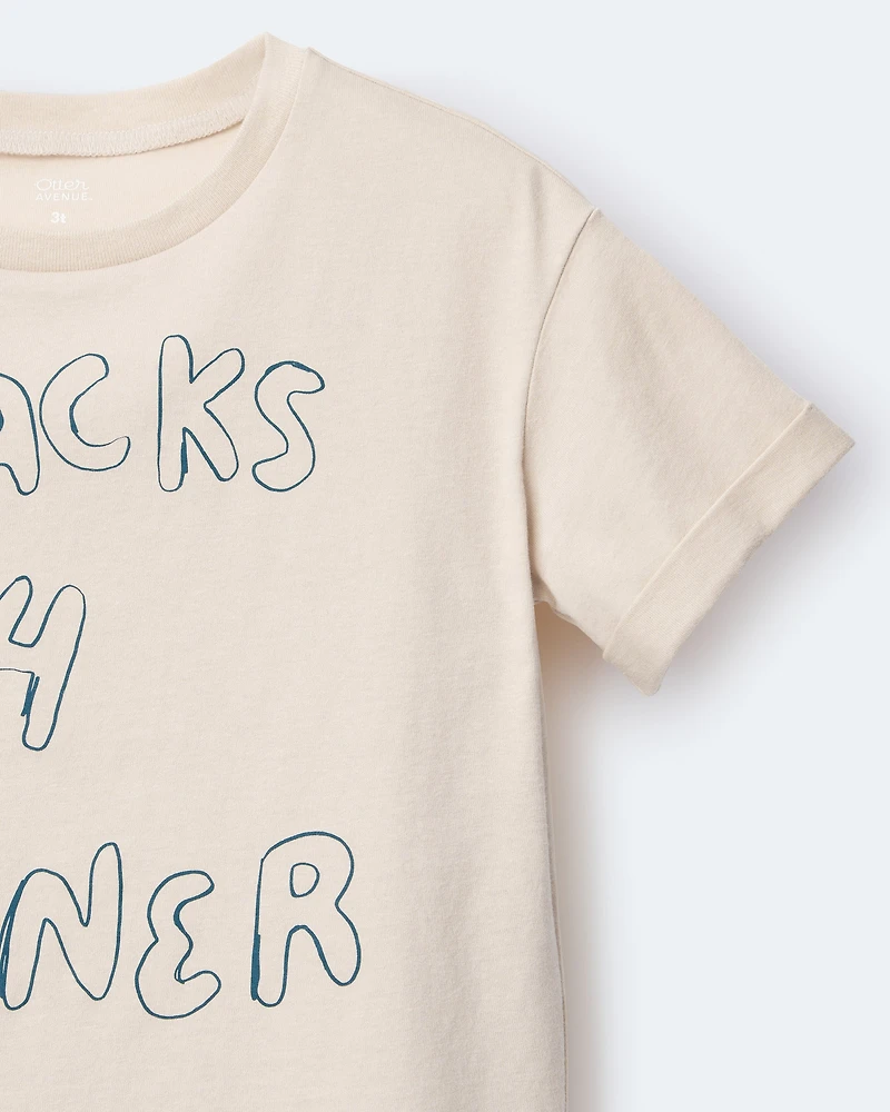 Toddler Snacks 4 Dinner Short-Sleeve Graphic Tee - Khaki