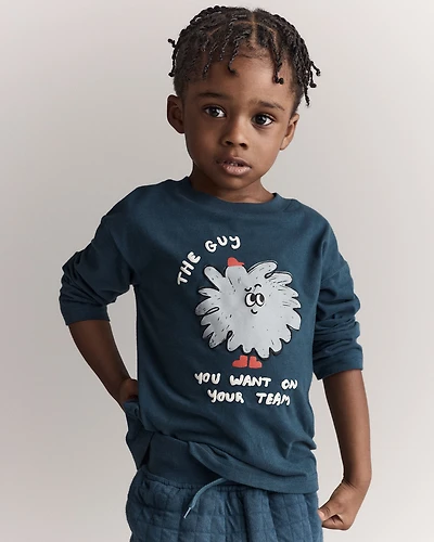 Toddler Boy Squish Character Long-Sleeve Relaxed Graphic Tee - Deep Teal