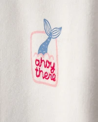 Toddler Girl Mermaid French Terry Pullover Sweatshirt - Ivory