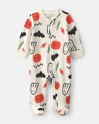 Baby Halloween 100% Cotton 2-Way Zip Sleeper - Cream
