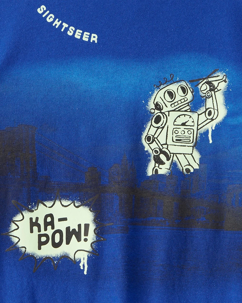 Boys Robot Graphic Tee - Sapphire