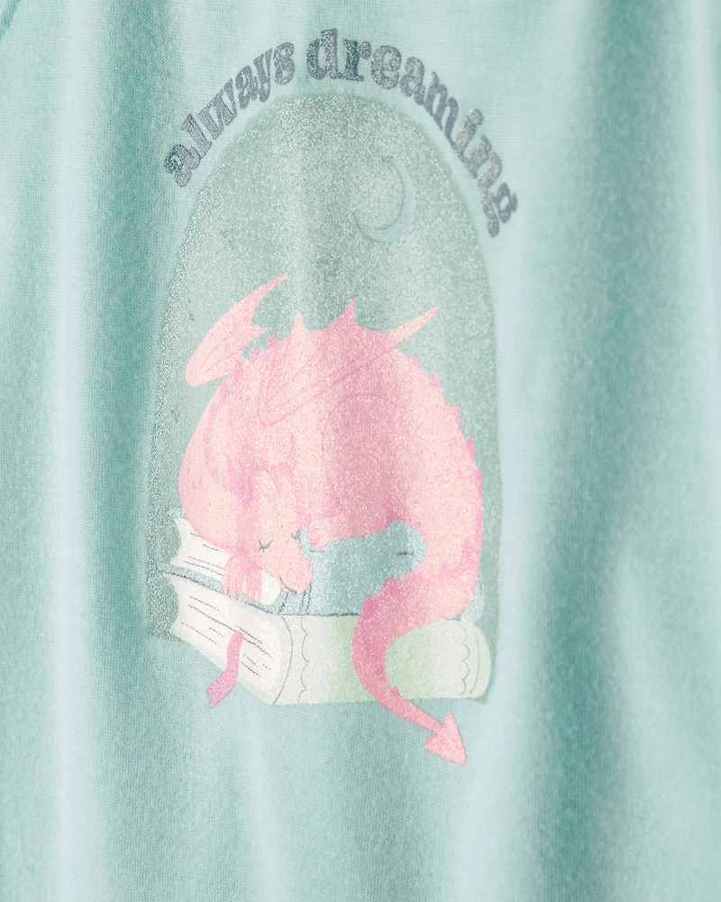 Girls 2-Pack Fairy Tale Dragon Loose Fit Nightgown - Blue/Ivory