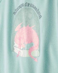 Girls 2-Pack Fairy Tale Dragon Loose Fit Nightgown - Blue/Ivory