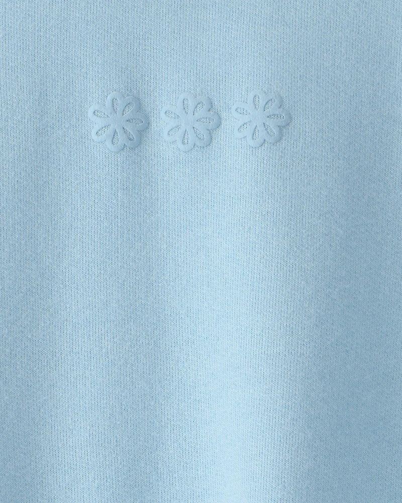 Toddler Girl Flowers French Terry Pullover Sweatshirt - Blue