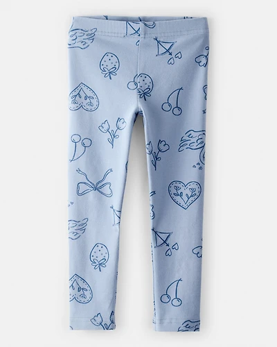 Toddler Girl Bow Icon Pull-On Stretch Leggings - Blue