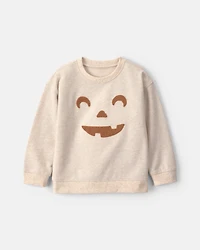 Toddler Pumpkin Halloween Pullover Sweatshirt - Cream