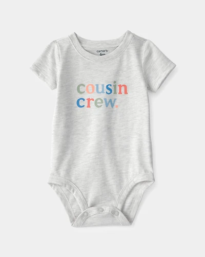 Baby 'Cousin Crew' Graphic Bodysuit - Grey