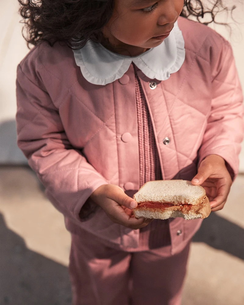 Toddler Girl Quilted Long-Sleeve Fashion Jacket - Pink