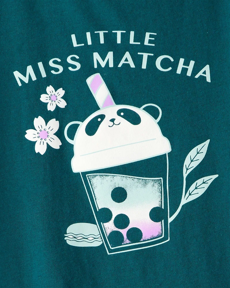 Girls Matcha Tea Long-Sleeve Graphic Tee - Green