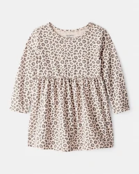 Baby Girl Leopard Print Long-Sleeve Dress - Brown