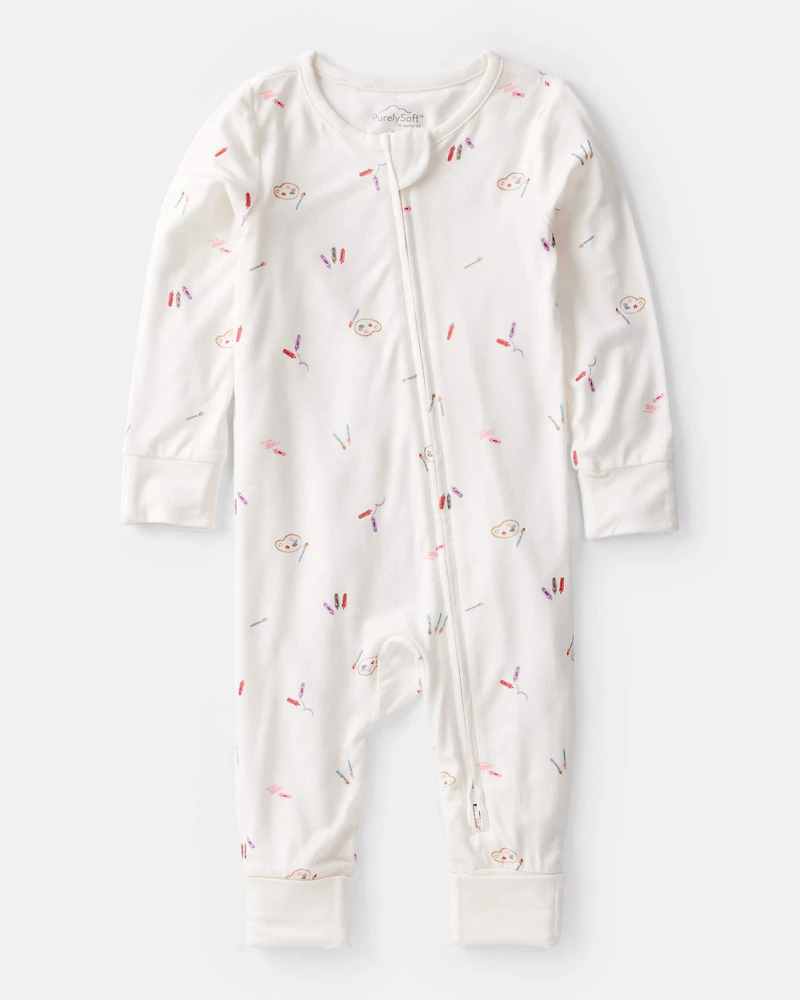 Baby Girl Art Print PurelySoft Sleeper- White