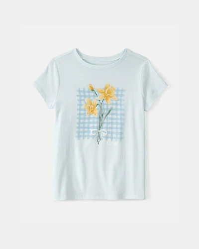 Girls Floral Graphic Tee - Blue