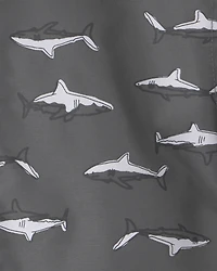 Toddler Boy Slate Shark Rain Jacket- Black