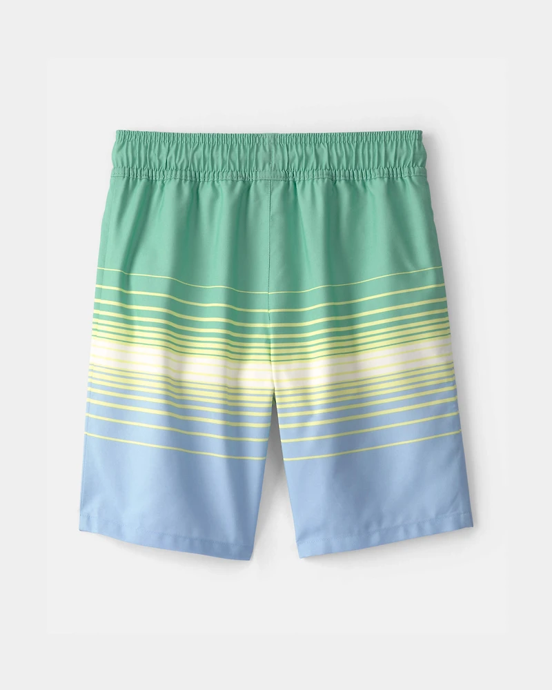 Boys Striped Swim Trunks - Black