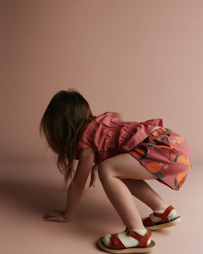 Toddler Girl Elastic Waist Peplum Top - Burgundy