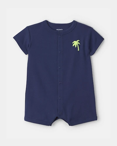 Baby Boy 'Surf Club' Short Sleeve Romper - Navy Blue