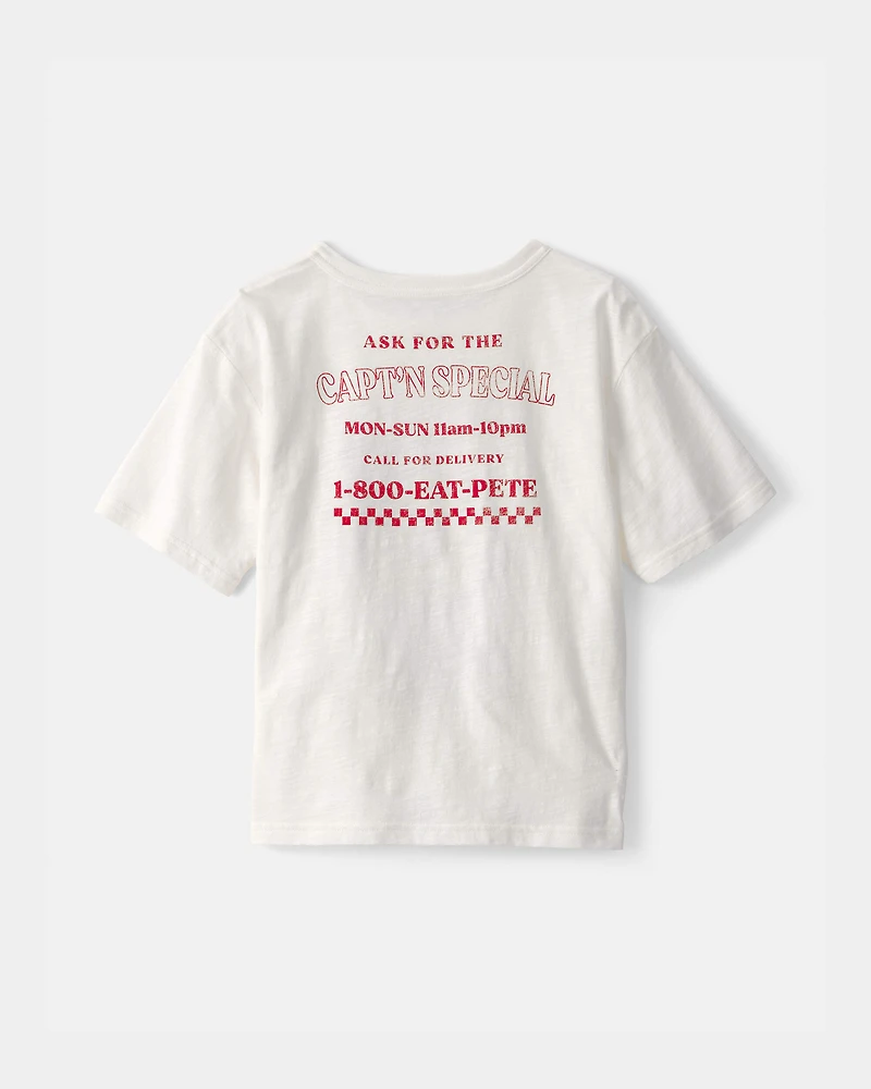 Boys Pizza Graphic Tee - White