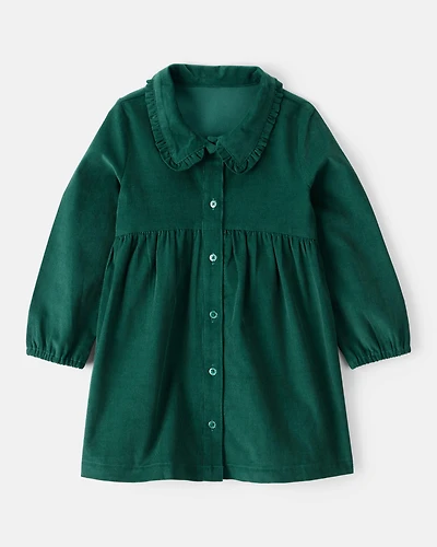 Toddler Girl Corduroy Long-Sleeve Occasion Dress - Green