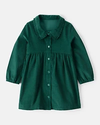 Toddler Girl Corduroy Long-Sleeve Occasion Dress - Green