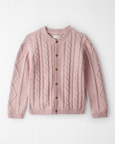Girls Organic Cotton Cable Knit Cardigan