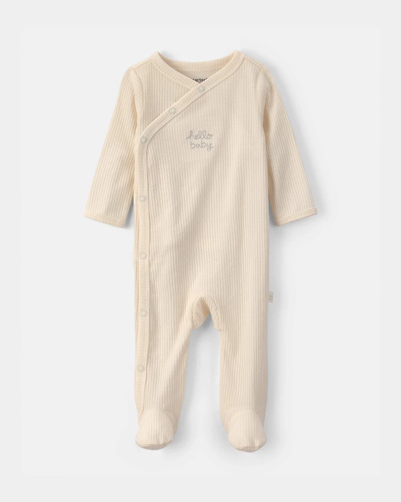 Baby Hello Baby' Snug Fit Sleeper - Cream