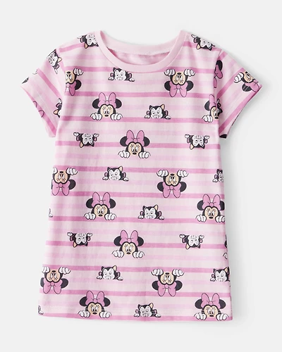 Toddler Girl Striped Minnie Short Sleeve Graphic Tee - Pink