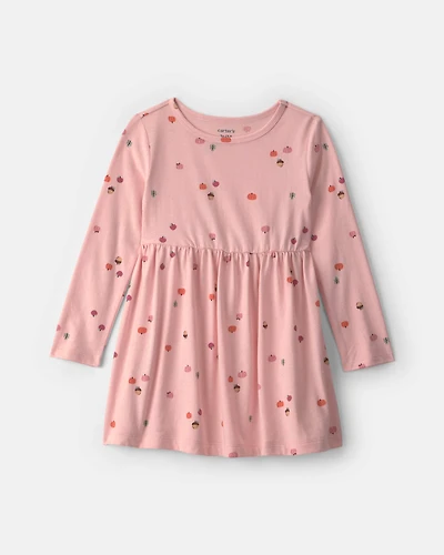 Toddler Girl Pumpkin Long-Sleeve Dress - Pink