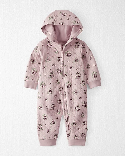 Baby Girl Quilted Double Knit Floral Pram Made with Organic Cotton