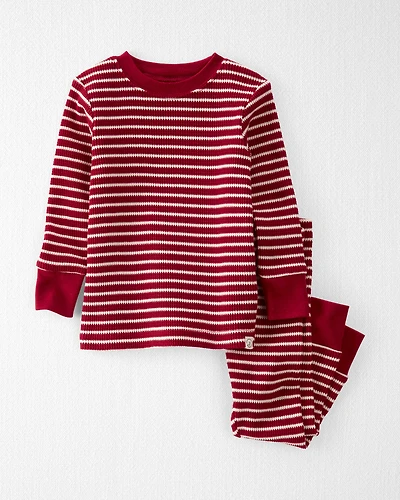 Baby Organic Cotton Waffle Knit Striped 2-Piece Pyjamas