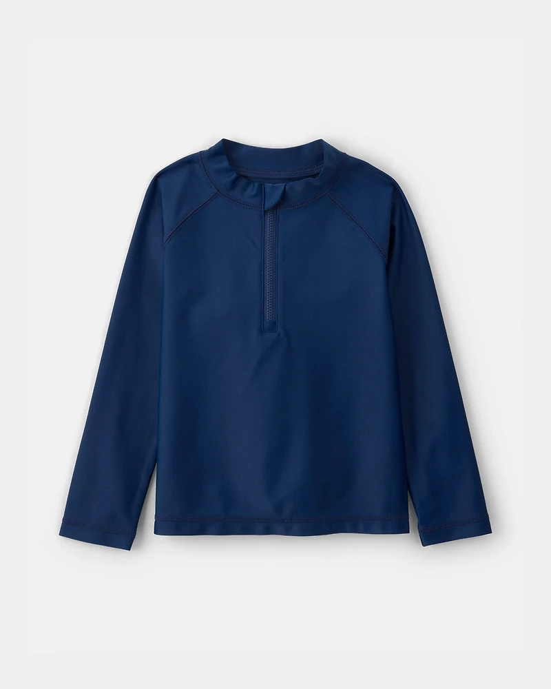 Toddler Boy 2-Piece Rashguard & Swim Trunk Set - Navy/Coral