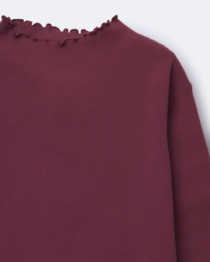 Toddler Girl Mock Neck Ruffle Long-Sleeve Top - Burgundy