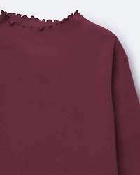 Toddler Girl Mock Neck Ruffle Long-Sleeve Top - Burgundy