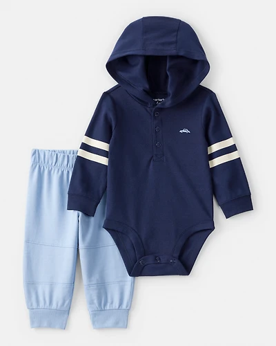 Baby Boy 2-Piece Car Bodysuit & Pant Set - Blue