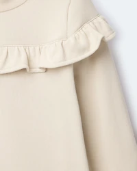 Toddler Girl Mock Neck Ruffle Top - Khaki