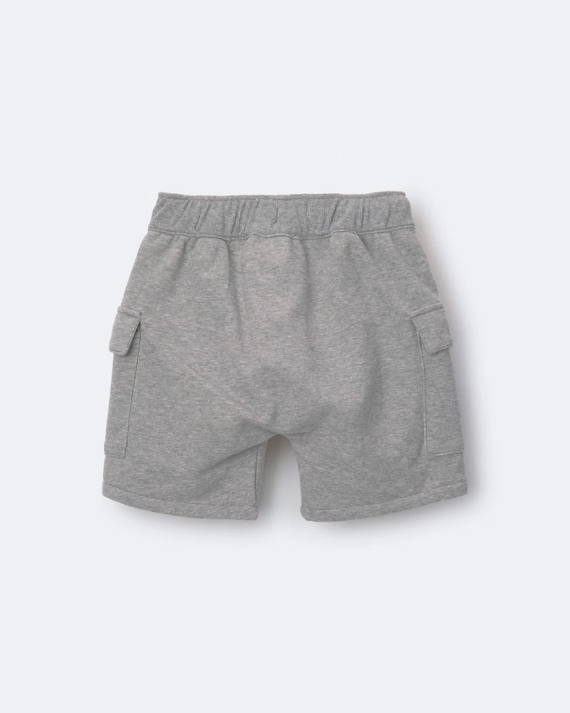 Toddler Boy French Terry Cargo Short with Pockets - Grey
