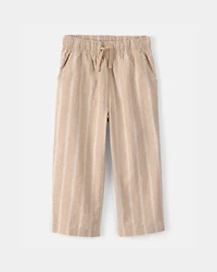 Toddler Striped Linen Pants - Brown