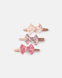 Baby Girl 3-Pack Bow Hair Ties- Pink
