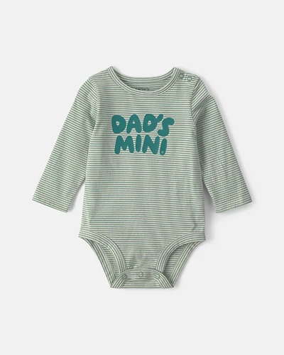 Baby Boy 'Dad's Mini' Long-Sleeve Graphic Bodysuit - Green