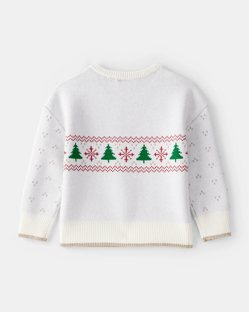 Toddler Girl Christmas Disney© Minnie Mouse Long-Sleeve Sweater - Cream